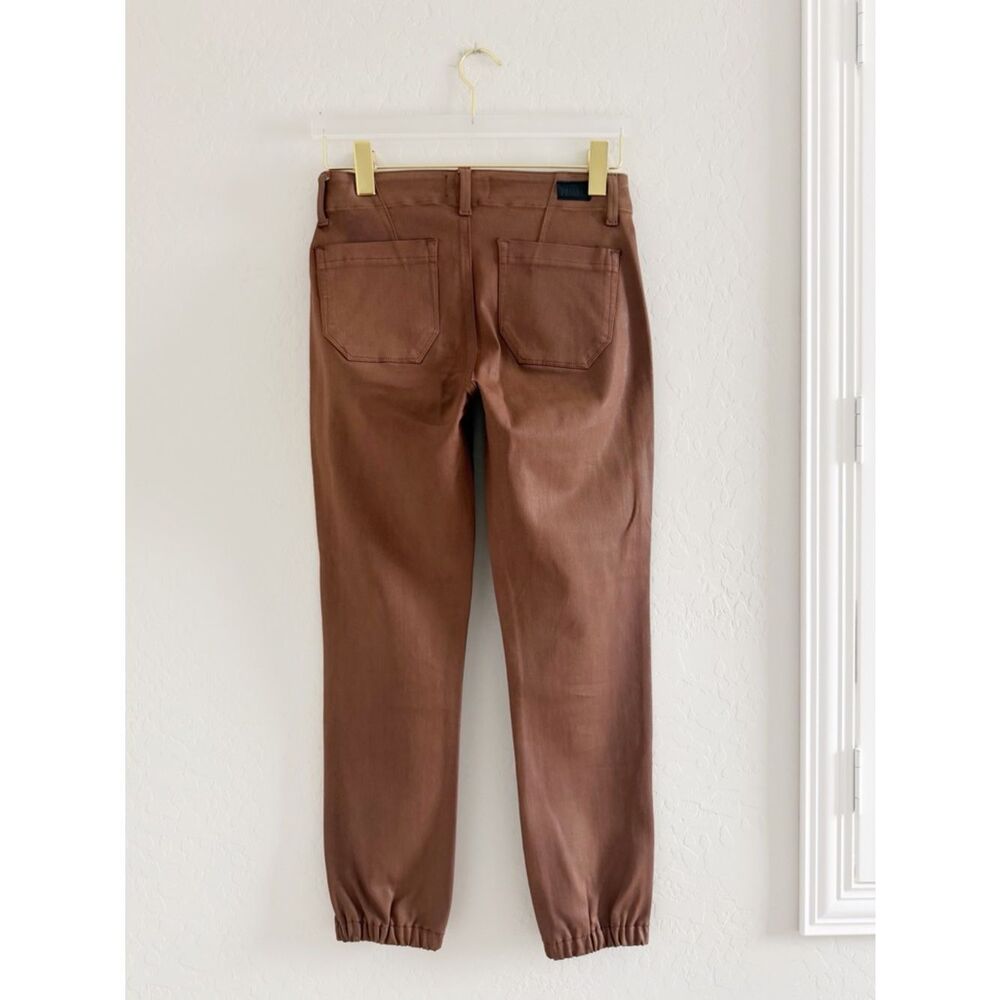 NEW Paige Revolve Mayslie Crop Jogger Style Pants in Coated Brown Size 26 - Picture 4 of 15